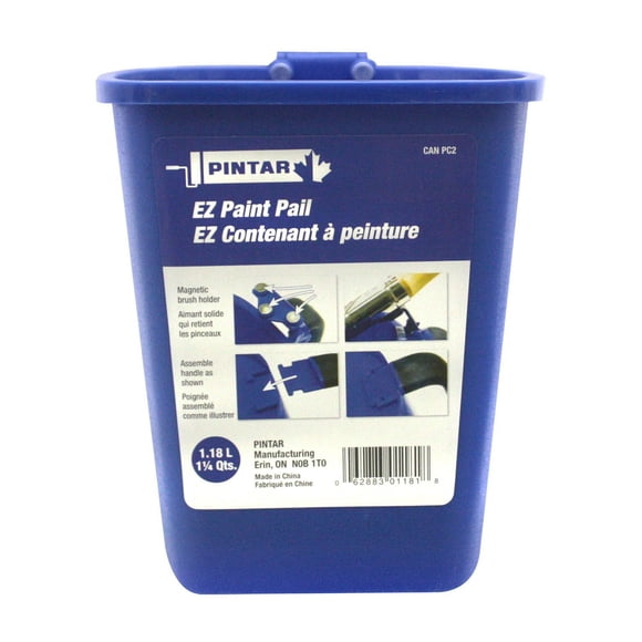 Pintar Manufacturing Corp. EZ Plastic Paint Pail – 1.18 L (1¼ Qt.) Volume Capacity