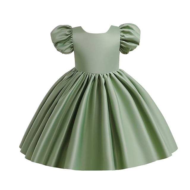 MIASHUI Robes de Demoiselle d'Honneur Manches à Volants Robe de Princesse Petites/grandes Filles Robe de Bal de Fête de Mariage, Vert, 7-8 Ans