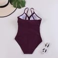 thumbnail image 2 of UPPADA Women's V-Neck One Piece Swimsuit Ruched Tummy Control Bathing Suit One Piece Cute Solid Color Swimsuit Casual Basic Shoulder Straps Swimwear Clearance Purple,Xxl, 2 of 4