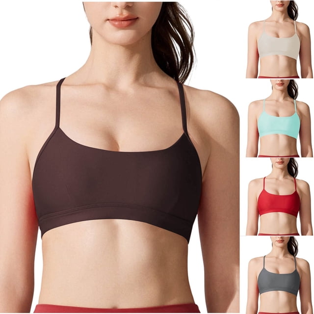 Jovati Sports Bra for Women, U-Neck Design with Dry-Fit Fabric, Double Support, Tailored Fit, 82% Nylon 18% Spandex Blend, Beige Mint Green Red Coffee Gray