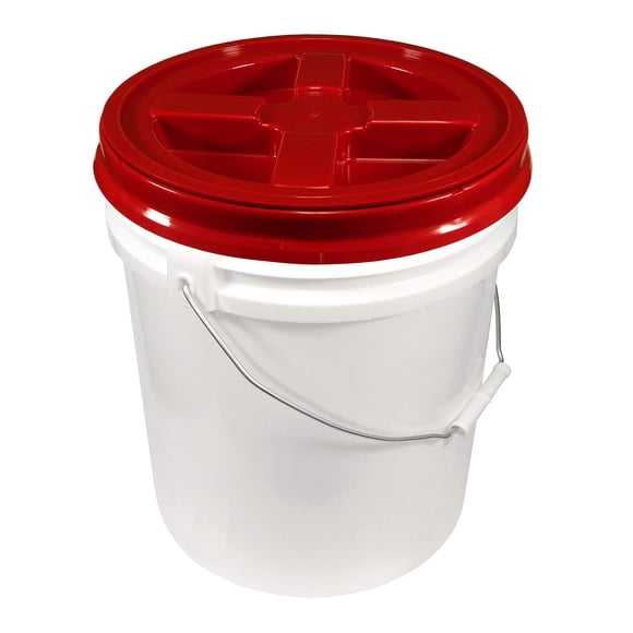 Bucket Kit, One White 5 Gallon Bucket 90 mil with Red Gamma Seal Lid