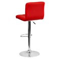 thumbnail image 2 of Contemporary Red Quilted Vinyl Adjustable Height Barstool with Chrome Base, 2 of 7