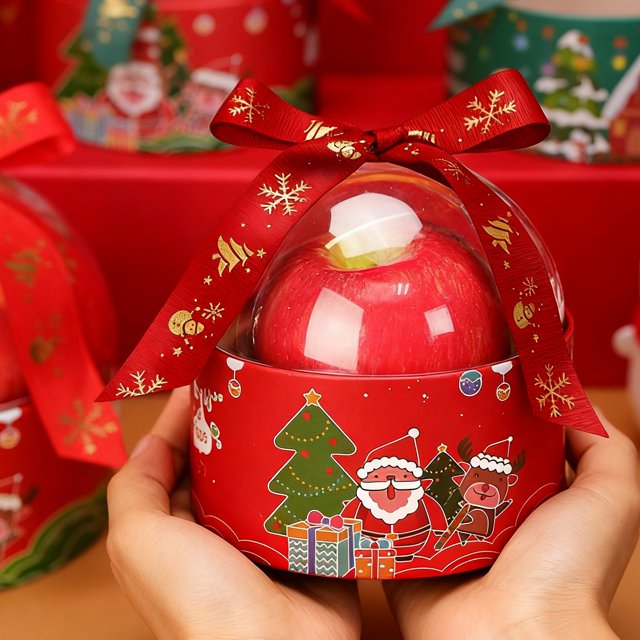 Dvkptbk Paper Box Christmas Gift Pingan Fruit Packaging Box Create Small Gift Candy Portable Gift Bag Christmas Eve Apples Gift Box Holiday Products Christmas Decorations