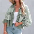 thumbnail image 2 of CEHVOM Mode Femmes Décontracté Col Rabattu Manches Longues Ample Sans Capuche Manteau T-Shirt Blouse Hauts Liquidation, 2 of 8