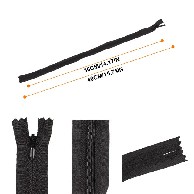 kurtrusly 5pack/lot Fashionable And Durable Invisible Zips Wide Range Of Uses Easy To Long Invisible Zippers black 1Set