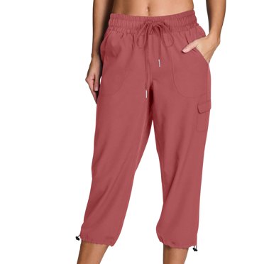 Plebaso Womens Cargo Capri Pants Lightweight Hiking Joggers Drawstring Outdoor Work Capris with Pockets