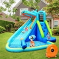 thumbnail image 3 of Costway Inflatable Kids Hippo Bounce House Slide Climbing Wall Splash Pool w/740W Blower, 3 of 9