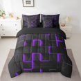thumbnail image 2 of Erosebridal Neon Geometry Bed in a Bag Queen size,Stereoscopic Gradient Plaid Bedding Queen Size,Kids Room Decorative,Reversible,Ultra Soft,7-Piece, 2 of 5