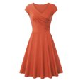 thumbnail image 1 of Robes d'Été Grande Taille pour Femmes 2024 Décontractées Couleur Décontractée Manches Courtes Col en V Robe Ample Économisez jusqu'à 65 % de Rabais!, 1 of 3