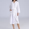 thumbnail image 2 of AherBiu Womens Robes Lightweight Long Sleeve V Neck Belted Bathrobes Comfy Knee Length Robe with Pockets, 2 of 5