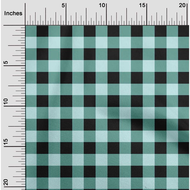 oneOone Polyester Lycra Fabric Gingham Check Print Fabric BTY 56 Inch Wide