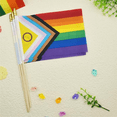 thumbnail image 2 of 100 Pack Intersex Progress Gay Pride Stick Flag Small Mini Rainbow Hand Held LGBTQ Flags,5x8 Inch,100x small Rainbow stick flags,Photo Color, 2 of 6