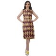 thumbnail image 3 of Moomaya Knee Length Summer Dresses Printed Back Slit Boat Neck Shift Dress, 3 of 4