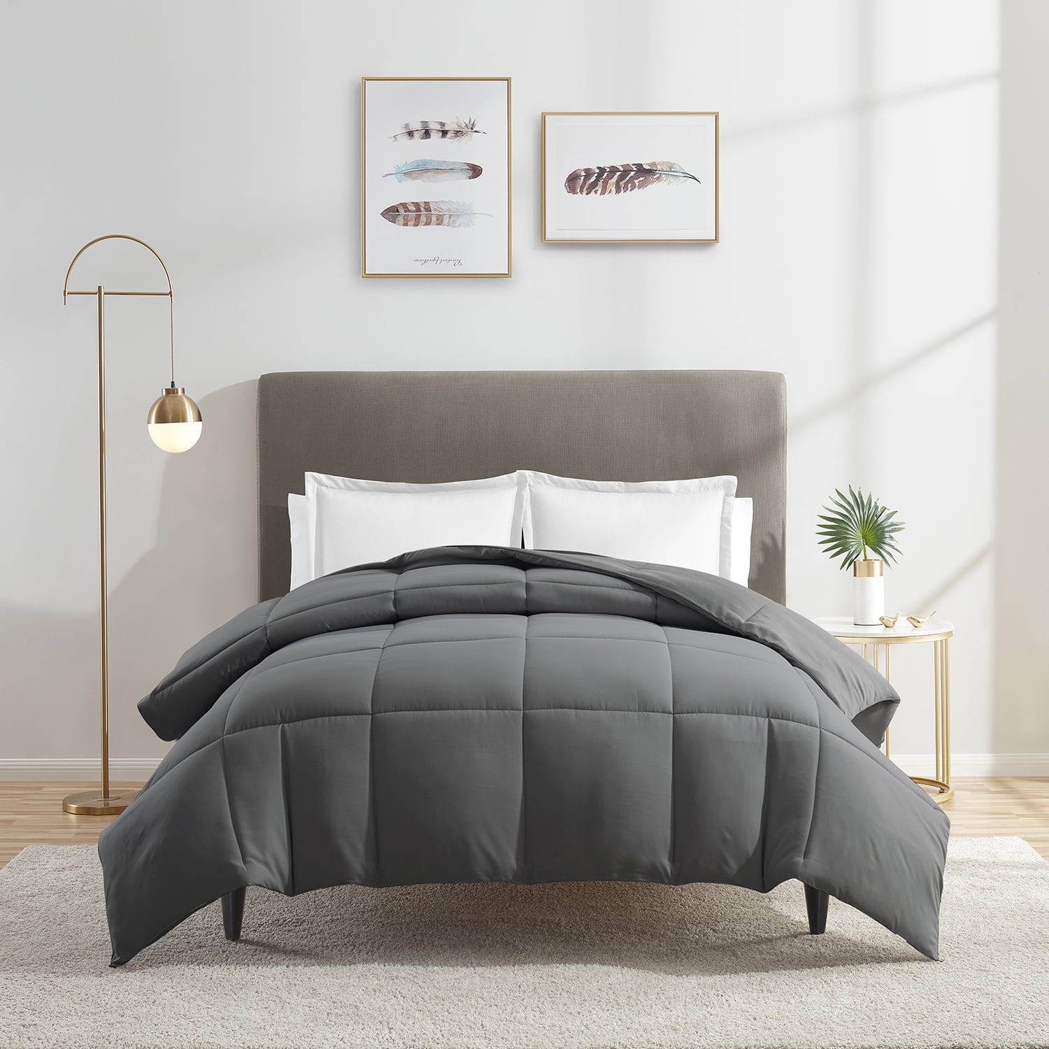Nestl All Season Goose Down Alternative Comforter, King/California King, Gray