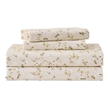 Gogreen 4PC Deep Pocket Queen Sheet Set Fit 14", 100% Cotton Breathable Super Soft Queen Size Sheet Set, Luxury Hotel Style Home Decor Queen Bed Sheet Set, Gift for Women, Men - Green Leaves