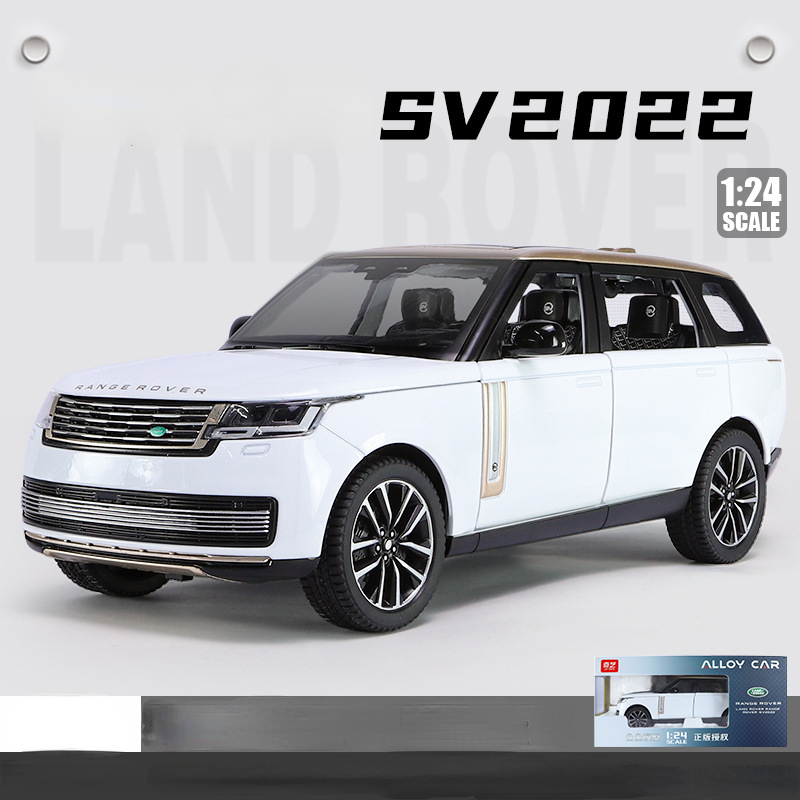1:24 2022 Land Rover Range Rover SV SUV Alloy Model Car Toy Diecasts Casting Sound and Light Car Toys For Children Vehicle C523 White With box
