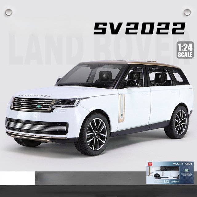 1:24 2022 Land Rover Range Rover SV SUV Alloy Model Car Toy Diecasts Casting Sound and Light Car Toys For Children Vehicle C523 White With box
