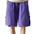 thumbnail image 2 of Gspmoly Mens Workout Shorts, Men'S Wide-Leg Style Solid Color Drawstring Pocket Drying Casual Work Shorts. Running Shorts for Men Weekly Deals Purple M, 2 of 4