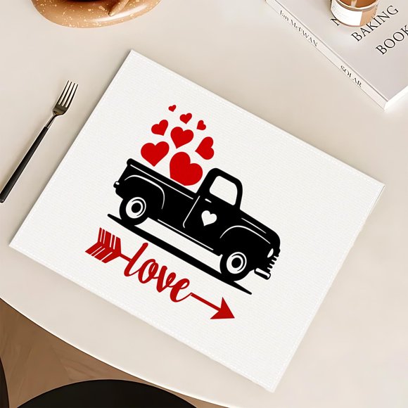 Danhjin Napperon Napperon Napperons de la Saint-Valentin Napperons Isolants Tapis de Tasse Tapis en Lin Tapis de Table Imprimés Napperons
