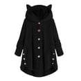 thumbnail image 2 of PVCS Women's Keep Warm Button Down Cardigan Hoodies Cat Ears Irregular Plush Solid Hooded Coat Tops, 2 of 4