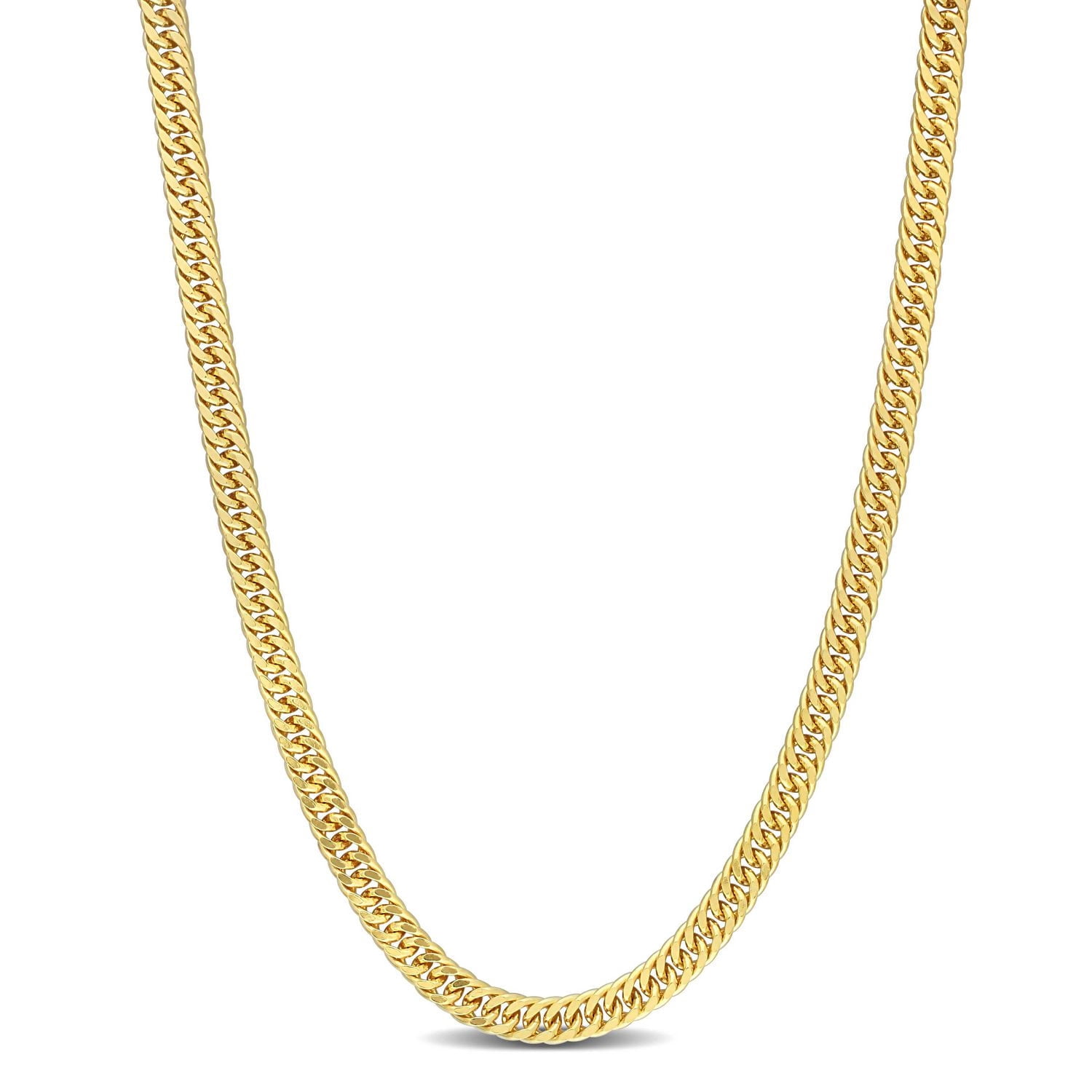 Miabella 18K Yellow Gold Plated Sterling Silver Double Fancy Curb Link Necklace