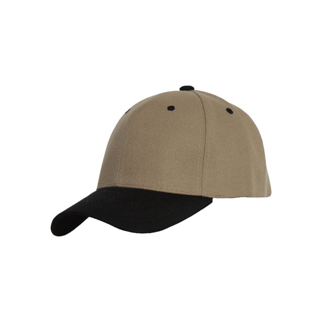 Two-Tone Adjustable Baseball Cap, Khaki/Black