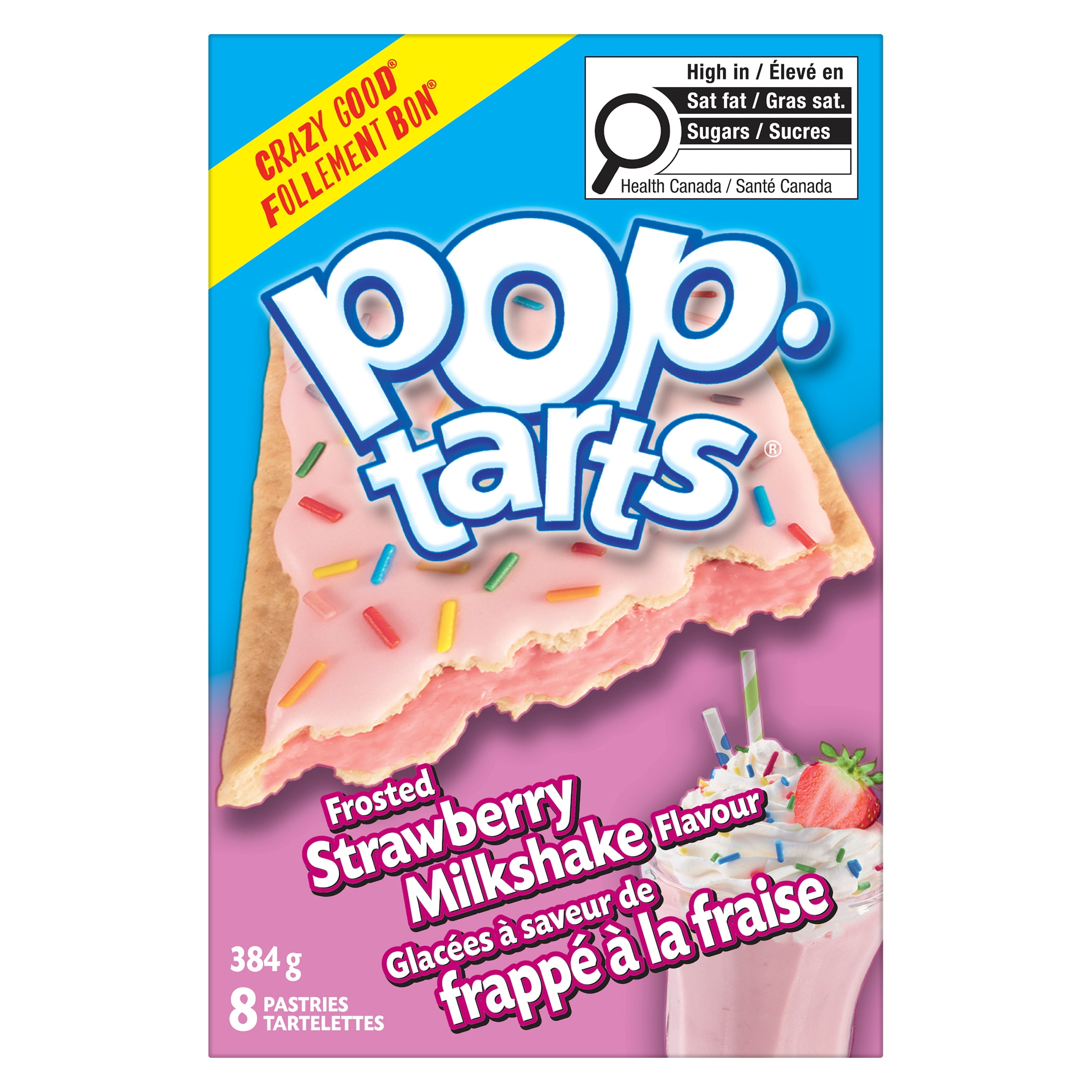 Pop-Tarts® Frosted Strawberry Milkshake Flavour Pastries, 384 g, 8 Pastries