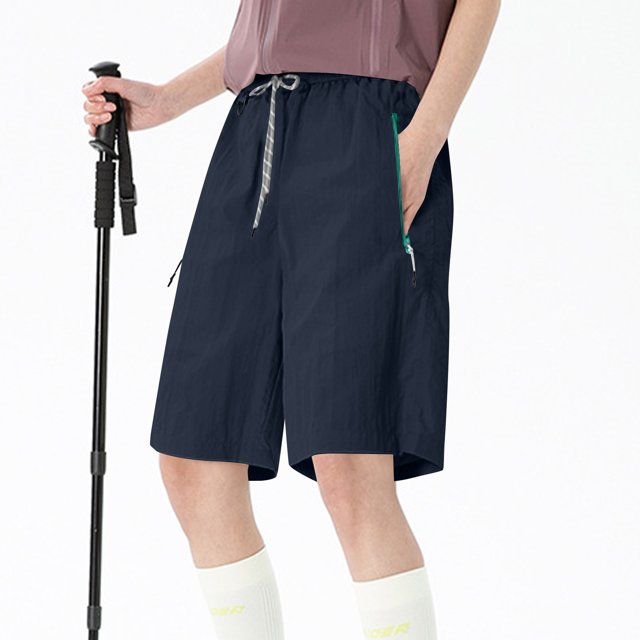 TMOYZQ Shorts de Randonnée pour Femmes Légers à Séchage Rapide Shorts de Golf Résistants à l'Eau avec Poches à Fermeture Éclair