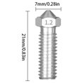 thumbnail image 3 of 3D Printer Nozzle 1.75mm Extruder Large Flow Nozzle M6 3D printer nozzle 3D Threaded 3D Printer Parts, Stainless Steel, 1.2mm, Silver, 3 of 6