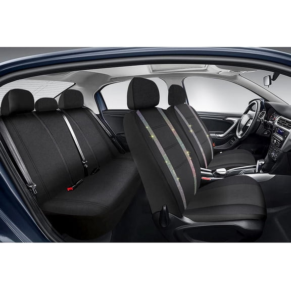 Auto Drive 3-Piece Diamante BIing Seat Cover Front and Bench Cover