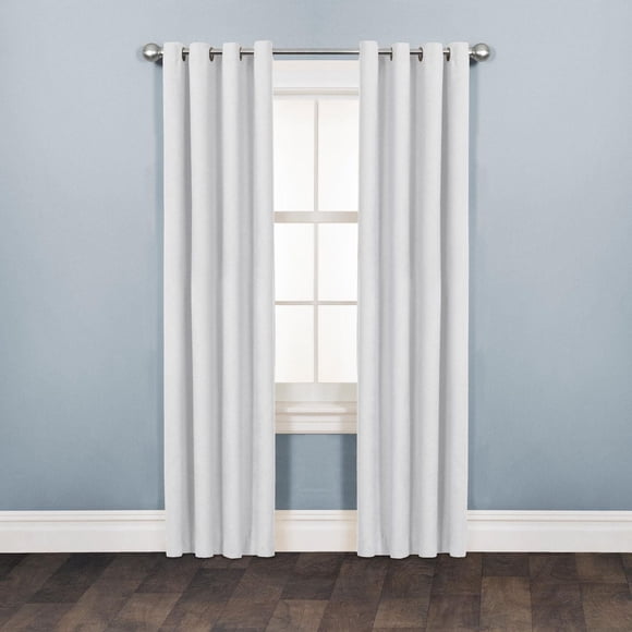 Mainstays Faux Suede 84" Drapery Grommet Window Curtains Panel, White