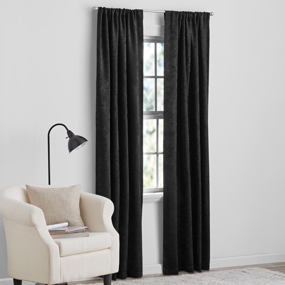 Mainstays Sheen Rod Pocket Blackout Window Curtains Panel Pair, 37" x 84"