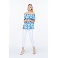 thumbnail image 4 of Women's Hawaiian Off-Shoulder Ruffle Muumuu Top in Simply Blue Leaf S, 4 of 5