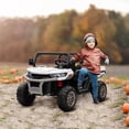 thumbnail image 2 of Aosom 2 Seater Ride on Car, 12V 7AH Ride on Dump Truck Kids UTV, White, 2 of 10