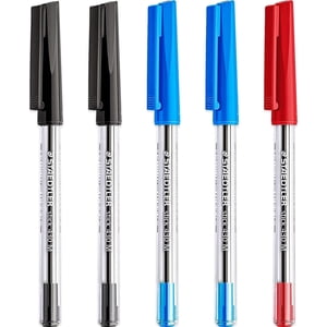 STAEDTLER Stylos à bille, point moyen, 0.5mm, Couleurs d'encre assorties, paquet de 5