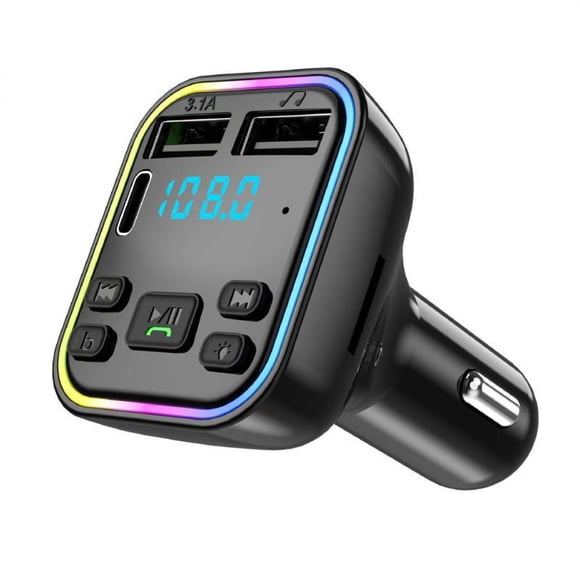 Car Bluetooth 5.0 FM Transmitter Car Charger Bluetooth Microphone Handsfree 3.1A Dual USB PD Type C Fast Charge Car FM Modulator