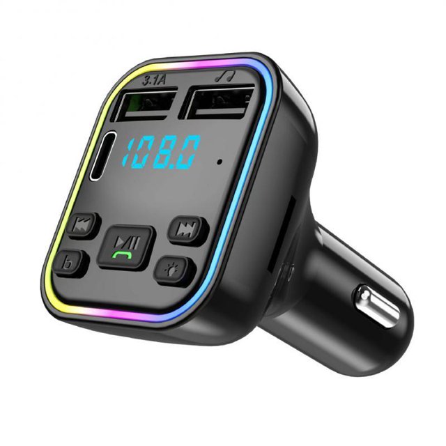 Car Bluetooth 5.0 FM Transmitter Car Charger Bluetooth Microphone Handsfree 3.1A Dual USB PD Type C Fast Charge Car FM Modulator