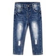 thumbnail image 1 of KIDSCOOL SPACE Jean pour Filles, Taille Élastique Intérieure, Pantalon en Denim Déchiré., 1 of 6