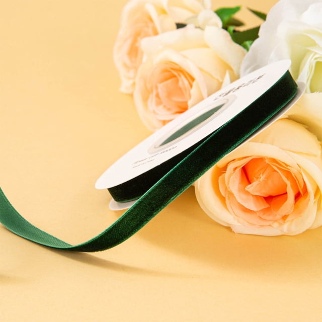 Meitianfacai 1cm Single Sided Velvet Ribbon Gift Flower Packaging Ribbon Decoration Ribbon DIY Ribbon, Army Green
