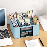 TopLLC Desk Organizer With 2 Drawer Multi Functional Pencil For Desk Desk Organizers And Accessories With 5 Compartments Drawer For Office With Study Supplies stationery organizer