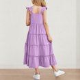 thumbnail image 3 of Diufon Robe Maxi pour Filles Été Décontractée à Manches Cap, Robe Trapèze, Ourlet à Volants, Robe Fluide pour Préados 3-13 Ans, 3 of 9