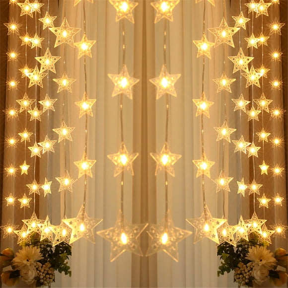 Home Decor Kcavykas LED Desk Lamp,Lamp,Pentagram Curtain Lights, USB LED Pentagram String Lights, Eight-function Mode Remote Control For Bedroom Party indoor Wedding Christmas Decoration