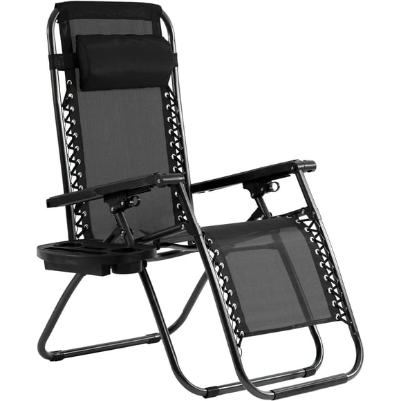 BestMassage 250 lbs weight capacity Zero Gravity Lounge Chair, Adjustable Recliner Patio Chair with Cup Holder for Indoor & Outdoor Use, Textilene, Black