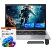 acer Aspire 3 Laptop, 15.6" FHD Display, AMD Ryzen 7 7730U, 64GB RAM, 2.16TB Storage (2TB SSD+160GB Docking Station Set), AMD Radeon Graphics, Backlit Keyboard, Num Pad, Wi-Fi 6, Win 11 Pro, Silver