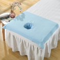 thumbnail image 2 of serony Housse de Demi-Table de SPA en Coton Serviette pour Trou de Visage de Lit de Salon de Beauté Bleu Ciel, 2 of 6