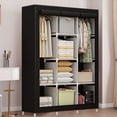 thumbnail image 2 of Black Dustproof Closet Wardrobe Multifunctional Fabric Storage Cabinet Assembly Organizer For Home Bedroom Portable Space Saving Storage Solution Easy Setup H-18 Black, 2 of 6