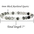 thumbnail image 2 of Bracelet Extensible Unisexe en Quartz Rutilé Noir Naturel avec Perles Rondes de 6 mm 7 Pouces, 2 of 5
