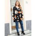 thumbnail image 3 of LARACE Halloween Femmes Manches 3/4 Tuniques à Fleurs Chemises Été Décontracté Chic Blouse Hauts Flower42 2X, 3 of 5