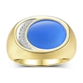 thumbnail image 1 of RYLOS Men's Designer Ring: 14K Yellow Gold with Blue Quartz and Diamonds - Gold Rings for Men  Size 10, 1 of 6