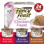 Fancy Feast Poulet de poulet & Lot de variétés marinées, aliments pour chats mouillés 24 X 85g